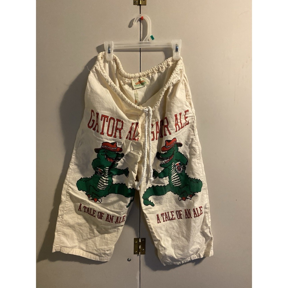 Vintage 80s 90s Canary Island Gator Ale Graphic Cotton Beach Shorts Size M